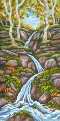 Free Flowing / Llifo’n Rhydd Ali Scott felt art titled Free Flowing / Llifo’n Rhydd