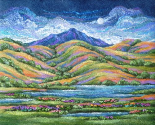 In the Folds of the Hills / Yng Nhgesail y Bryniau Ali Scott felt art titled In the Folds of the Hills / Yng Nhgesail y Bryniau