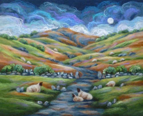 Drover’s Road / Heol y Porthmyn Ali Scott felt art titled Drover’s Road / Heol y Porthmyn